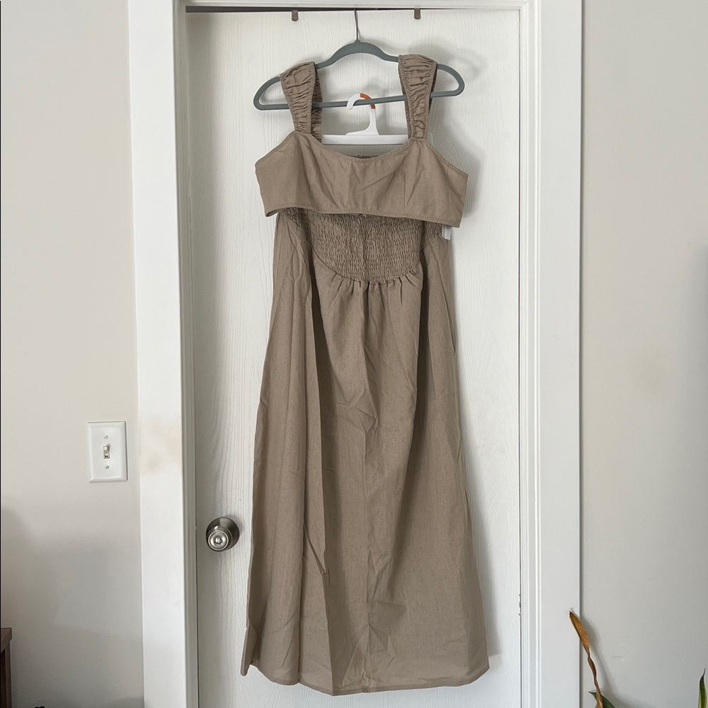 Pretty Little Thing Maternity Stone Linen-look Crop Top & Skirt
